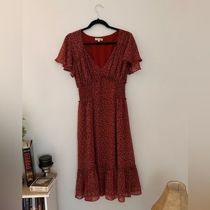 Burnt orange midi dress